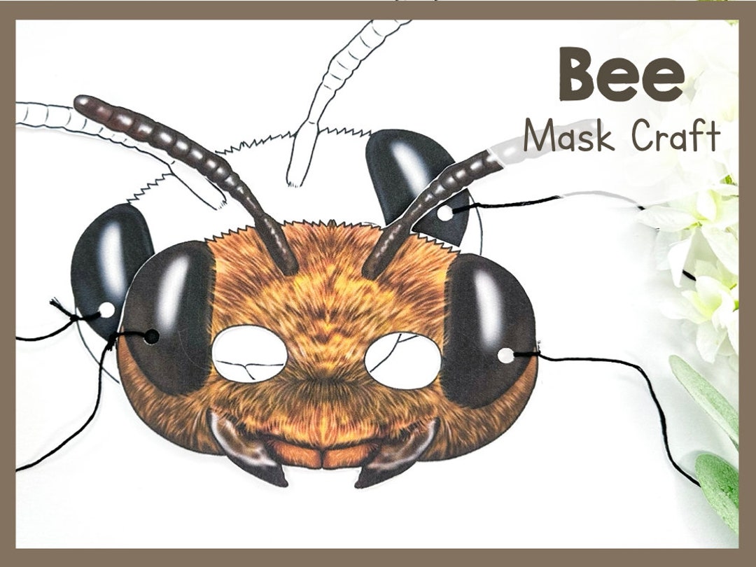 Bee Paper Mask Craft Kit | Printable Fun Animal Mask Template | Bee ...