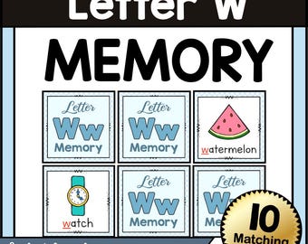 LETTER W Memory GAME Printable Pdf – Alphabet Matching Cards for Preschool and Kindergarten – Letter Recognition and Phonics Activity
