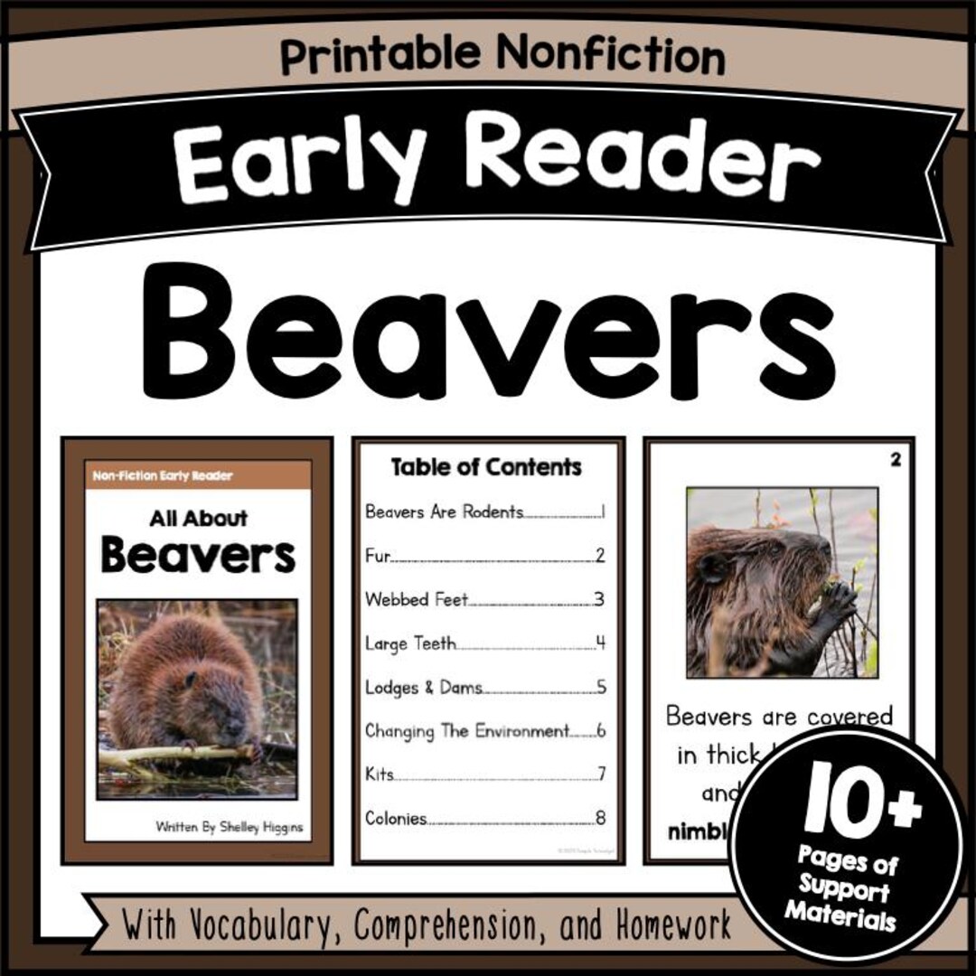 Printable Beavers NONFICTION Early Reader PDF | DIY Animal Book With ...