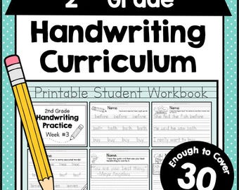 2nd GRADE HANDWRITING Curriculum PDF - 30 Weeks of Printable Writing Worksheets - Homeschool Letter and Sight Word Practice Pack
