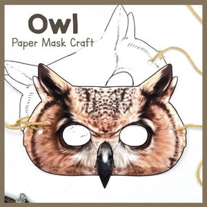 Printable Owl Face Mask Template | Artistic Animal Paper Craft For DIY Costume | Bird Enthusiasts Craft Kit | Easy-To-Use Printable Template