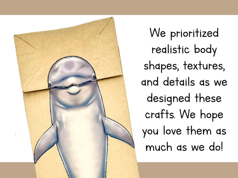 Dolphin Paper Bag Puppet Craft Kit | Eco Friendly Printable Animal ...