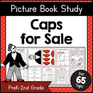 CAPS FOR SALE Kindergarten Picture Book Study Companion - Monkey Man Printable Pdf Activity For Preschool To 2nd Grade