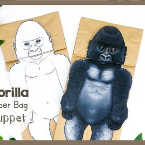 Gorilla | Paper Bag Puppet | Printable Craft Template