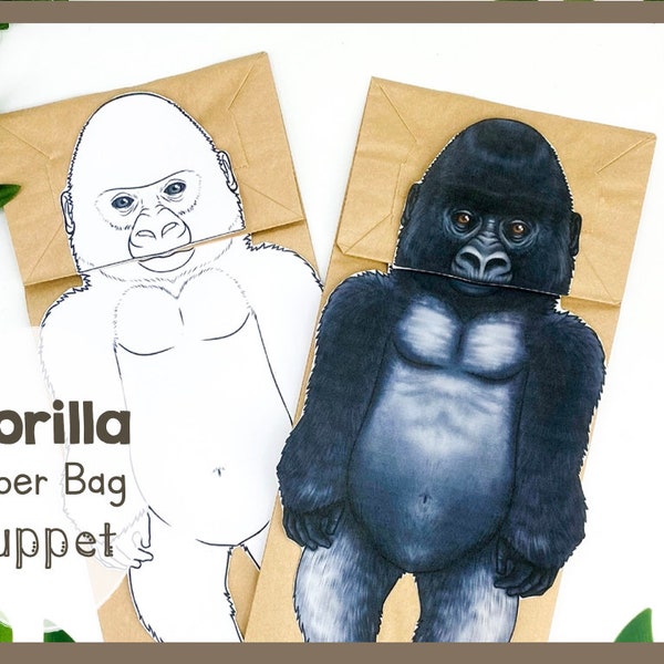 Printable Gorilla Puppet Template | Animal Craft Art | Fun and Educational Paper Bag Craft | Engaging Activity For School Projects