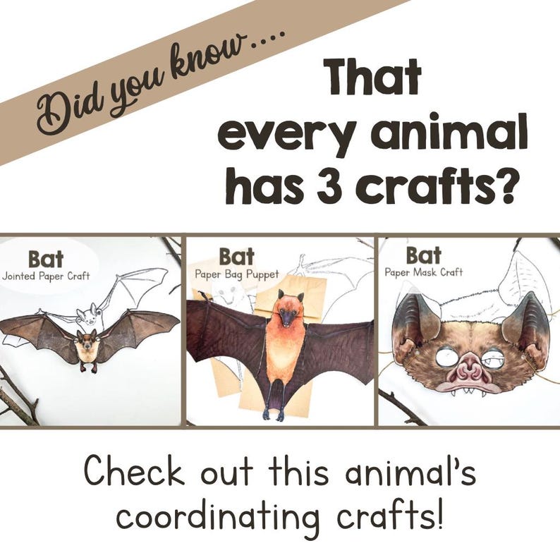 Printable Jointed BAT Puppet Craft Template Kit | DIY Articulated ...