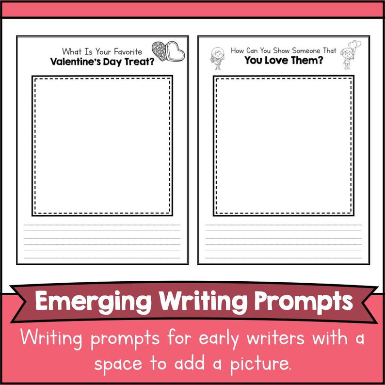 Valentine’s Day Early Writing Prompt Printable Elementary Students ...