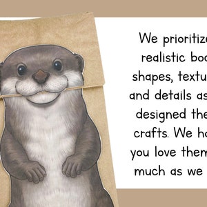 Kids Craft Otter Puppet Printable Paper Bag Template Animal Enthusiast ...