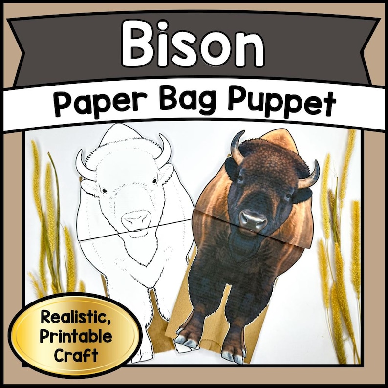 Bison Puppet Bison Puppet- Bison | Paper Bag Puppet | Printable Craft | Bison ...