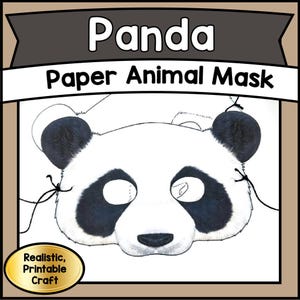 Printable PANDA Paper Mask Craft Kit | DIY Animal Mask PDF Template for Kids | Cute Panda School Project & Cosplay Craft Download