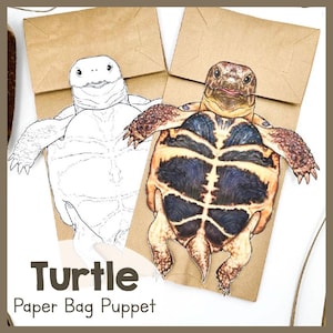 Printable Turtle Puppet Craft: Interactive Paper Toy (Digital Download)
