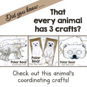 Printable Polar Bear Paper Bag Puppet Craft Kit | DIY ARCTIC Animal Template PDF | Kids Winter Craft & Educational Art Activity image 9