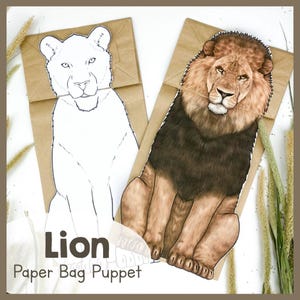 Lion Paper Bag Puppet Craft: Safari Animal Activity (PDF Download