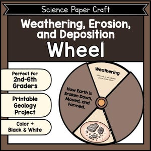 Weathering, Erosion & Deposition Wheel Craft Printable Geology Earth Science Activity Kids Vocabulary Lesson STEM Classroom Resources PDF