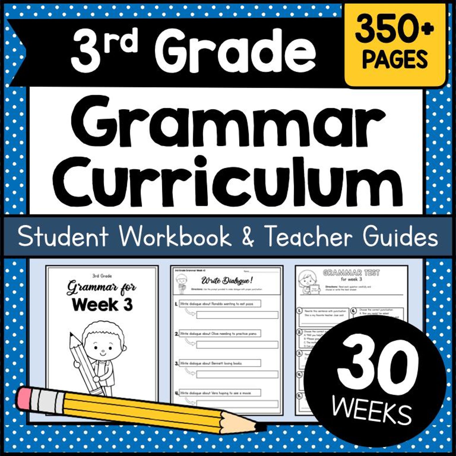 Complete 3RD GRADE GRAMMAR Curriculum Printable - 30 Weeks of