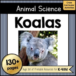 Unité d'étude animale KOALAS imprimable PDF | Bricolage, feuilles de travail, activités de lecture et d'écriture pour l'apprentissage en classe