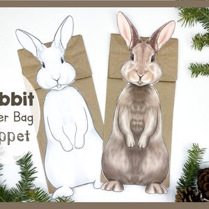 Rabbit Paper Bag Puppet Craft Kit | DIY Printable Toy Template | Creative Children's Activity | Fun Educational Activity For Easter
