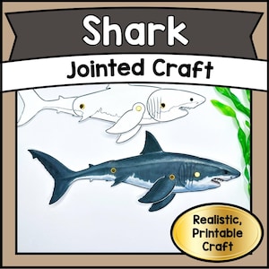 Printable Articulated Shark JOINTED Paper Puppet Craft Template | DIY Ocean Life PDF | Kids Creative Play & School Project