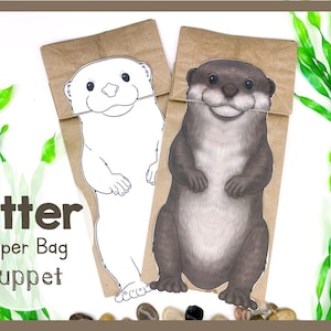Marionnette loutre artisanale pour enfants | Modèle de sac en papier imprimable | Activité amusante pour les amateurs d'animaux | Kit d'artisanat de jeu créatif et engageant Easy Kids