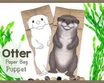 Otter | Paper Bag Puppet | Printable Craft Template