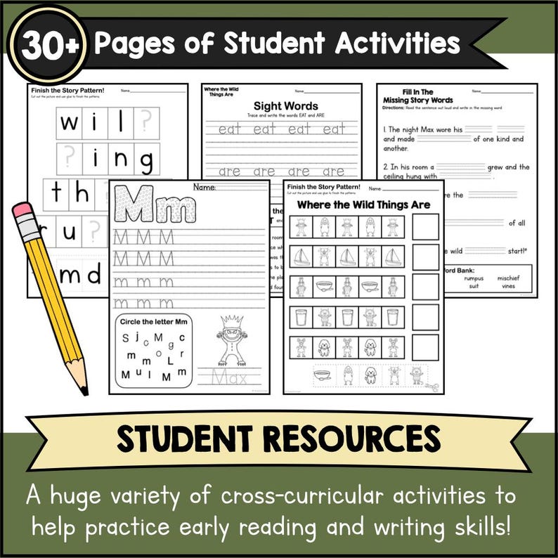 Where The Wild Things Are Book Study | No-Prep Literacy Activities, Worksheets, Crafts & Teacher Guide For Preschool | Kindergarten Activity image 3