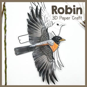ROBIN 3D Paper Craft Template PDF | Printable DIY Hanging Bird Model | Fun Decoration for Kids, Adults & Nature Lovers