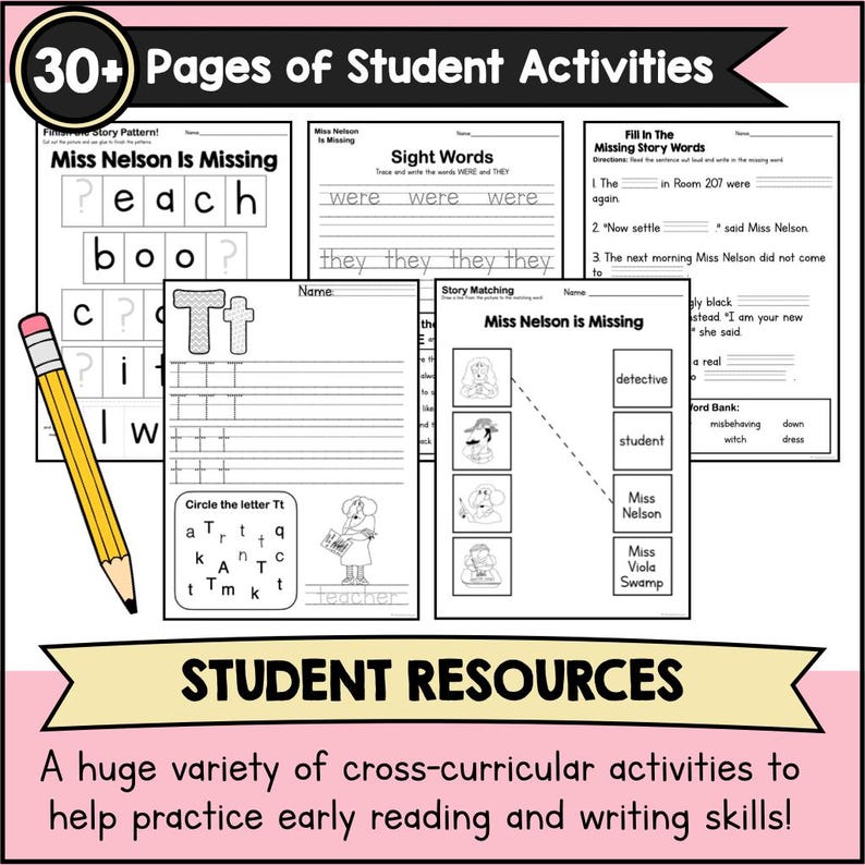 Miss Nelson Is Missing Book Companion | Picture Book Activities | Crafts & Worksheets For Preschool Kindergarten | 1st And 2nd Grade Reading image 3