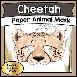 Printable CHEETAH Mask Template | DIY Paper Craft Animal Mask PDF | Fun Kids Jungle Party & Educational Activity