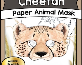 Printable CHEETAH Mask Template | DIY Paper Craft Animal Mask PDF | Fun Kids Jungle Party & Educational Activity