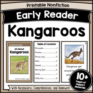 KANGAROOS Fluency in Reading Comprehension Worksheets Decodable Passages for Kindergarten 1st & 2nd Grade Learn to Read Activities PDF