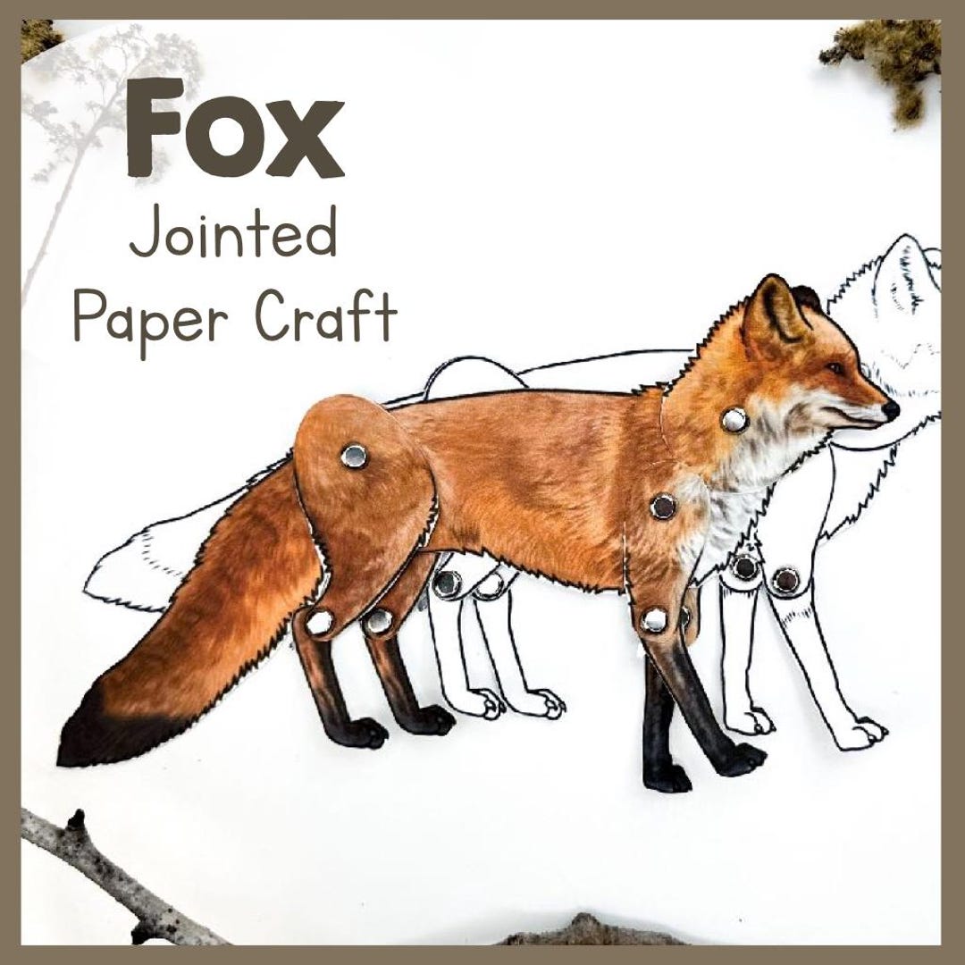 Fox Puppet Pattern Printable Fox Puppet Craft: Articulated Paper Animal Template (PDF ...