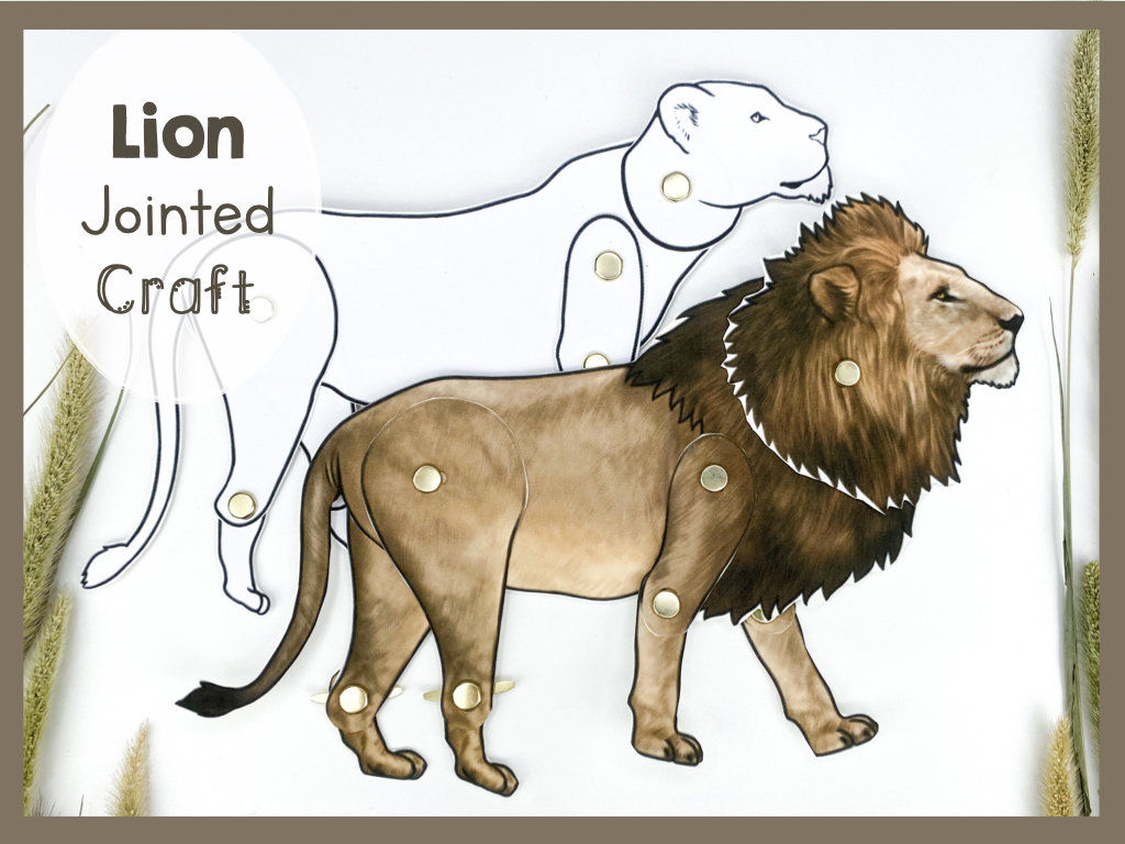 Printable Jointed Lion Template | Articulated Lion Craft Kit | DIY Lion Paper Puppet | Easy DIY ...
