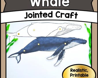 Printable DIY WHALE Jointed Puppet Craft Kit | Articulated Animal Template PDF | Kids Craft, Classroom Activity & Wildlife Play