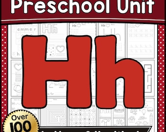 H Letter of the Week Worksheet, Preschool Unit, Alphabet Tracing, Phonics & Sounds Practice, Prek Kindergarten Activities, Crafts, Games