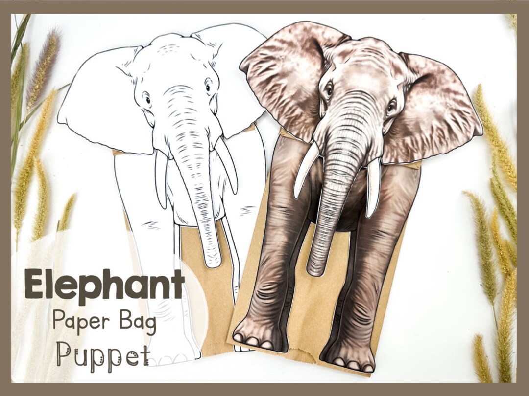 Printable Elephant Puppet Template | Easy Paper Bag Craft Kit ...