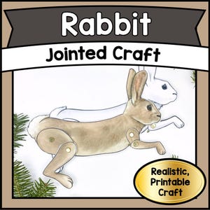 PRINTABLE Bunny Paper Craft Template & Articulated Rabbit Jointed Animal Kit | DIY Easter Craft for Kids | Educational Wildlife PDF