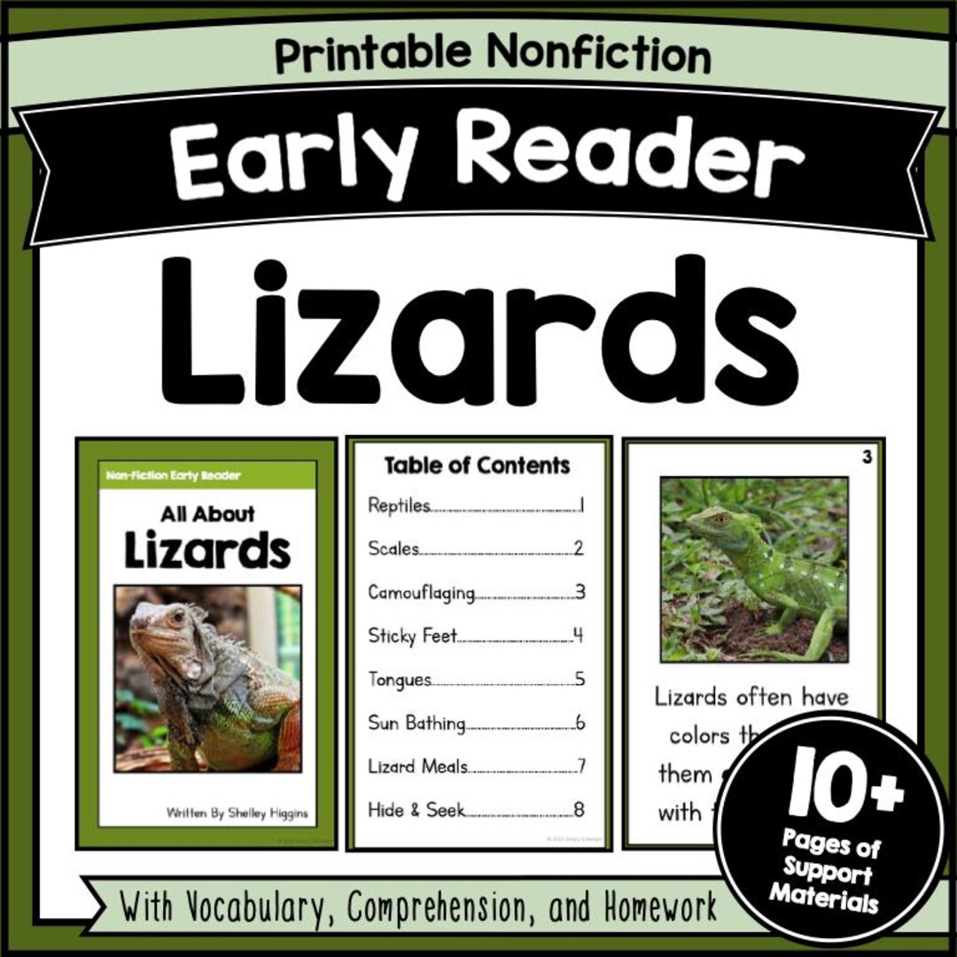 LIZARDS Reading Comprehension Worksheets Stories With Questions Kids ...