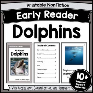 DOLPHINS Reading Comprehension Worksheets Short Animal Stories with Question for Kindergarten, 1st-2nd Grade Reading Activities PDF