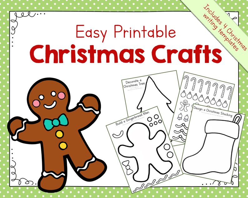 Easy Printable Christmas Crafts and Writing Templates - Etsy