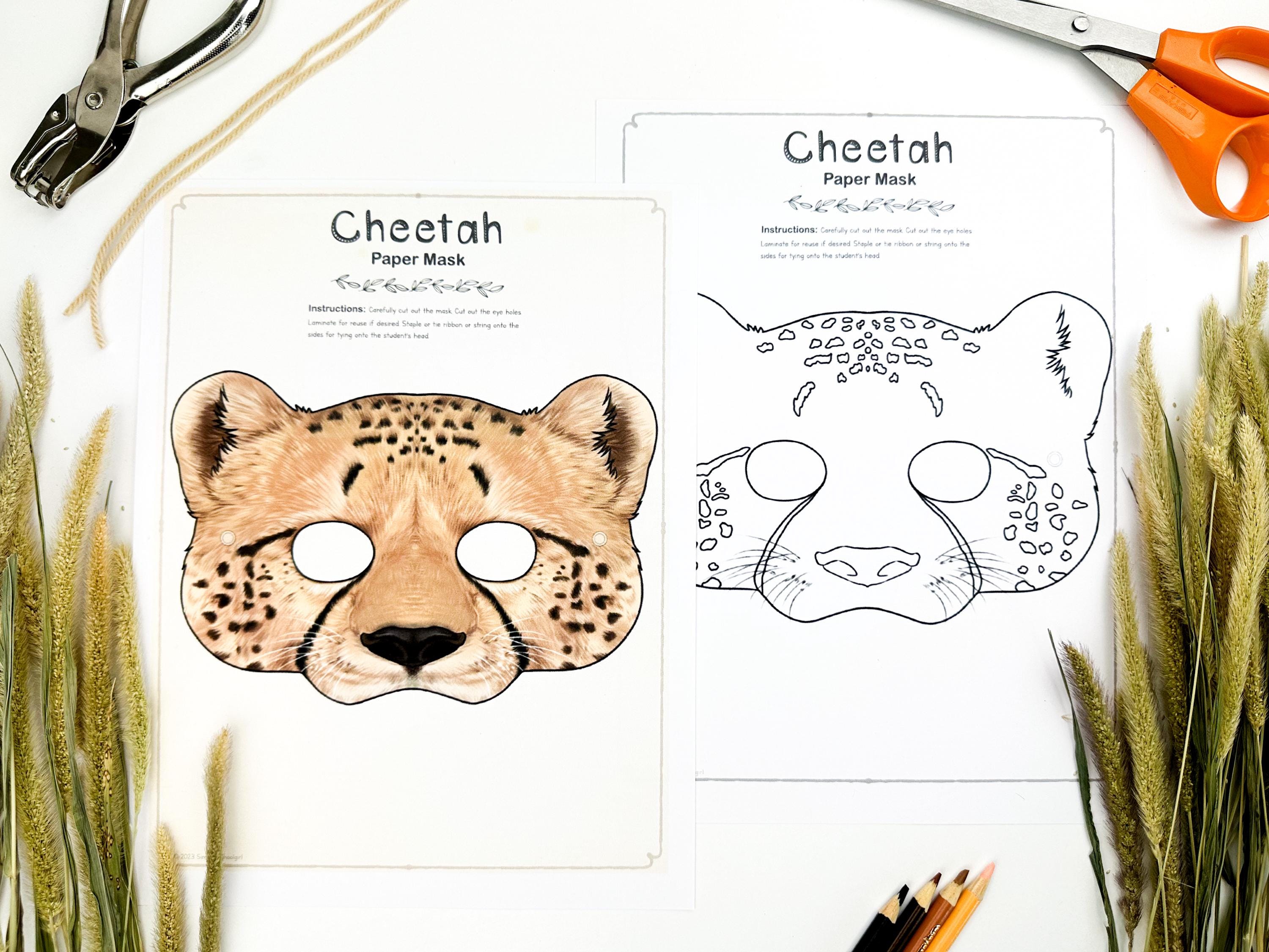 Printable CHEETAH Mask Template | DIY Paper Craft Animal Mask PDF | Fun ...