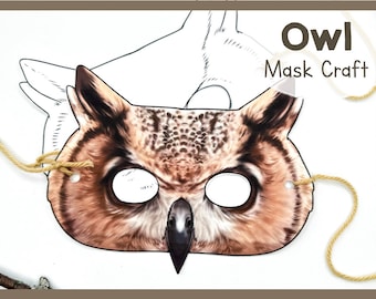 Printable Owl Face Mask Template | Artistic Animal Paper Craft For DIY Costume | Bird Enthusiasts Craft Kit | Easy-To-Use Printable Template