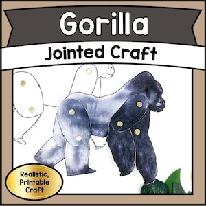 Printable Jointed GORILLA Puppet Craft Template Kit | DIY Articulated Jungle Animal PDF | Kids Creative Play & Educational Activity