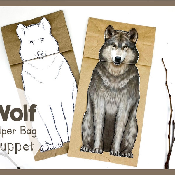Printable Wolf Puppet Template | Fun Craft Activity For Kids Art Project | Easy Paper Bag Puppet Kit | Educational Playtime For Creative Kid