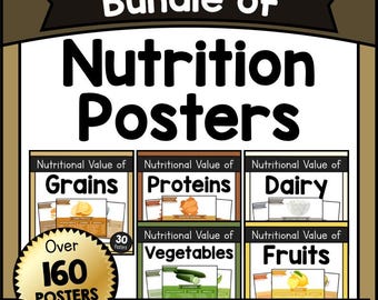 Nutrition Posters & Worksheets Bundle, Food Groups Printable, Healthy Eating Charts, Classroom Nutrition Activities, Educational PDF No PREP