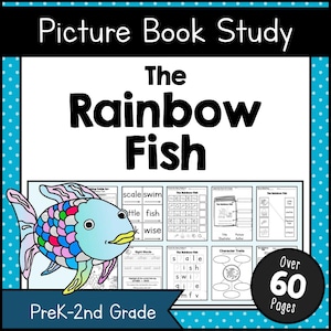 Estudio del libro "El pez arcoíris" (PDF) / Libro ilustrado sin preparación para preescolar, jardín de infantes y primer grado / Paquete de lectura imprimible
