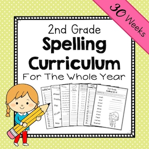 2nd Grade Spelling Curriculum: 30-Week Homeschool Worksheets (PDF Pattern)
