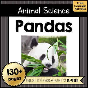 Druckbar Alles über PANDAS | Digitaler Download Tierwissenschaftliche Einheit PDF | Mehr als 140 Seiten mit Panda-Aktivitäten und Arbeitsblättern für Pre-K bis 4
