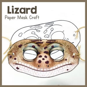 Lizard Paper Mask Craft Kit | Printable Reptile Mask Template | Creative Animal Mask Template | Kids Costume Parties And Educational Play