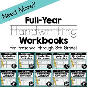 2nd GRADE HANDWRITING Curriculum PDF - 30 Weeks of Printable Writing Worksheets - Homeschool Letter and Sight Word Practice Pack image 7