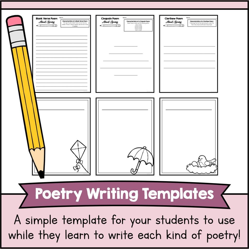 Spring Poetry Writing Unit 3rd 4th 5th Grade | Poetry Templates ...